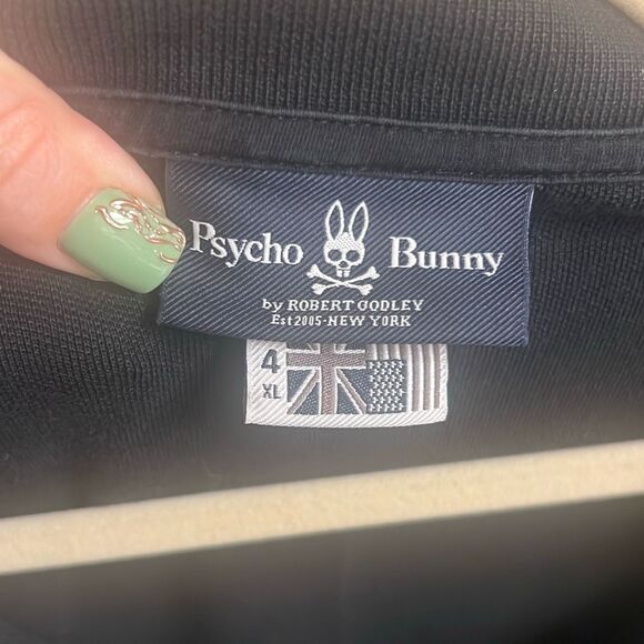 ✨PSYCHO BUNNY by ROBERT GODLEY CLASSIC BLACK SZ 4X POLO✨ - Picture 7 of 9